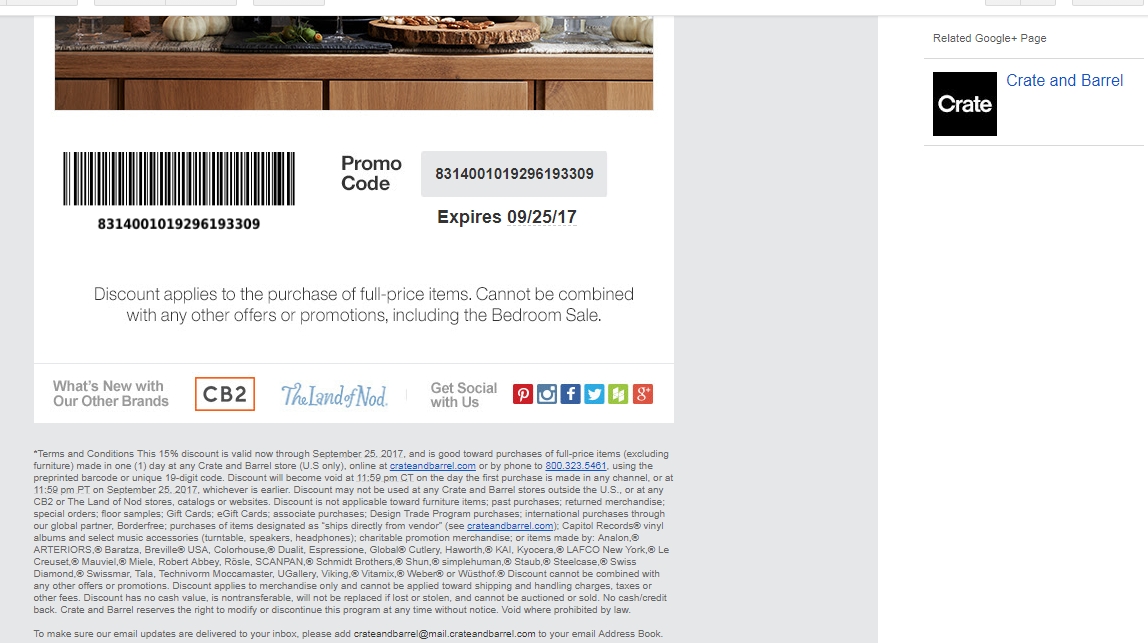 Crate And Barrel 10 Off Coupon Staples Furniture Coupon