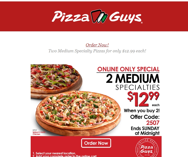 25 Off Pizza Guys Coupon Code Pizza Guys 2018 Codes Dealspotr