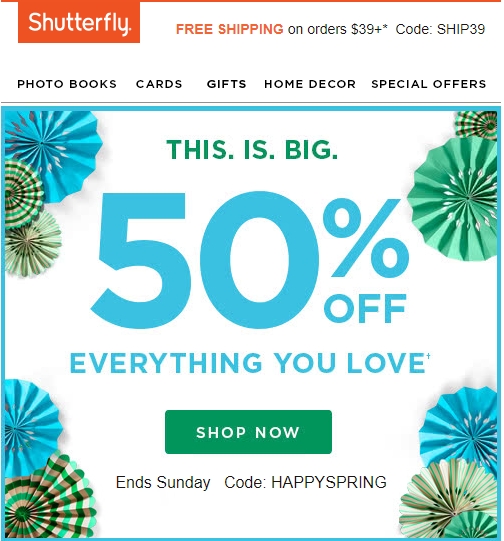 50 Off Shutterfly Coupon Code Shutterfly 2018 Codes Dealspotr