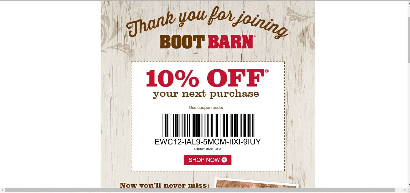 Boot Barn Printable Coupon