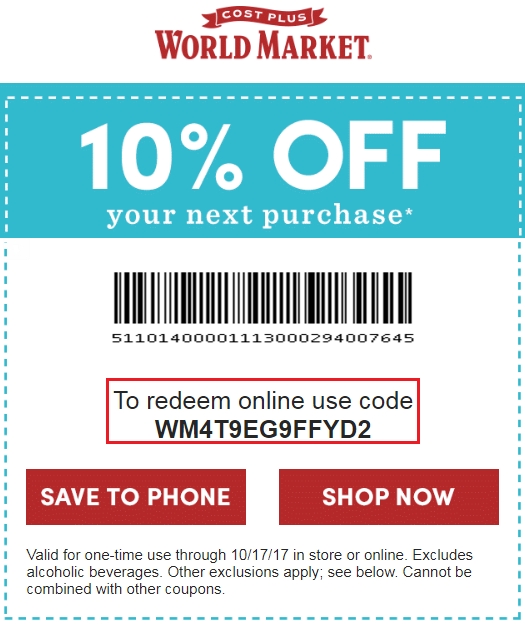 World Market Coupon Code