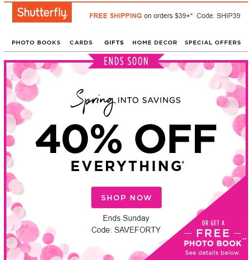 40 Off Shutterfly Coupon Code Shutterfly 2018 Codes Dealspotr