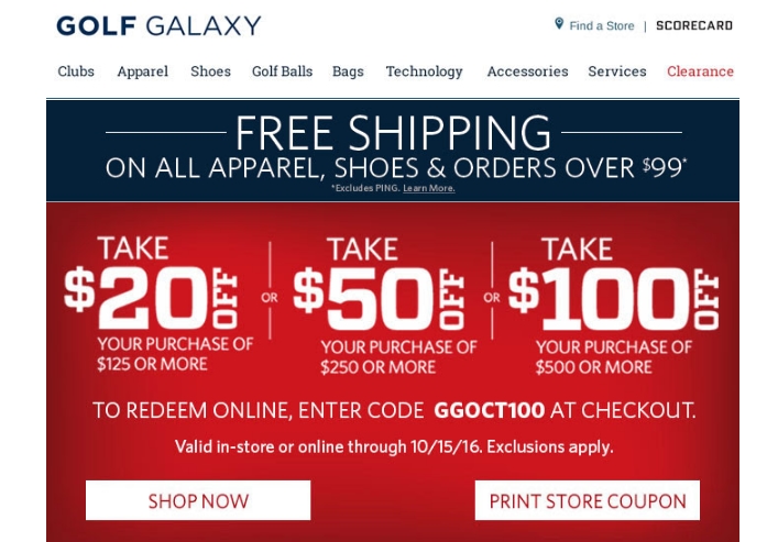 50% Off Golf Galaxy Coupon Code | Save $20 in Nov w/ Promo Code