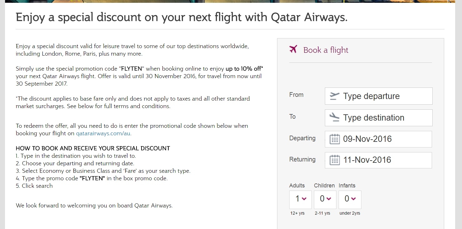 Qatar airways promo code / Print Coupons